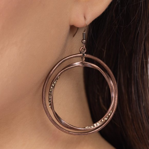 paparazzi Jewelry - Rebel Rotation - Copper Earrings